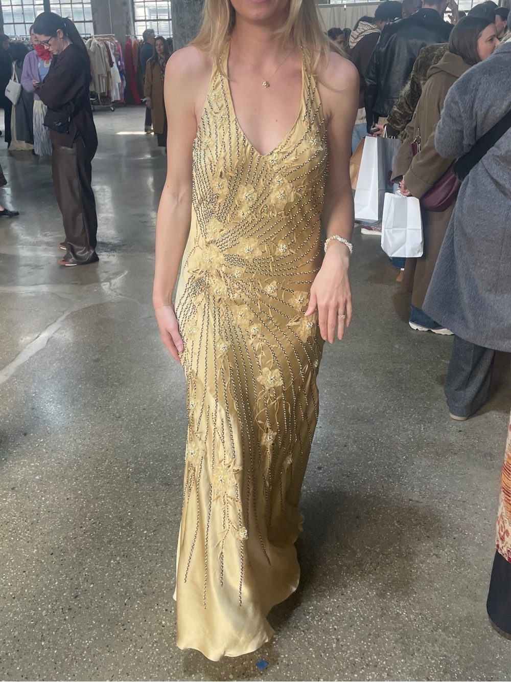 Vintage Sue Wong Gold Embroidered + Beaded Dress